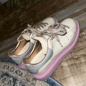 Alexander McQueen Cream and Pink Sneakers